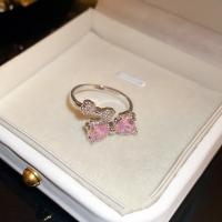 Zirkonia Messing Finger Ring, silberfarben plattiert, Modeschmuck & Micro pave Zirkonia & für Frau, 17mm, verkauft von PC