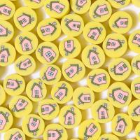 Polymer Clay Jewelry Beads, Flat Round, DIY, yellow, 10mm, Approx 