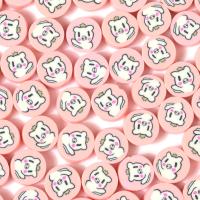 Perles bijoux Fimo , argile de polymère, Plat rond, DIY, rose, 10mm, Environ Vendu par sac