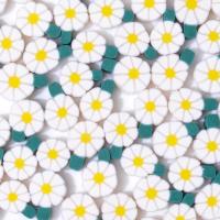 Flower Polymer Clay Beads, Daisy, DIY, white, 10mm, Approx 