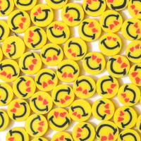 Polymer Clay Jewelry Beads, Flat Round, DIY, yellow, 10mm, Approx 