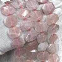 Natürliche Rosenquarz Perlen, Vieleck, DIY & facettierte, Rosa, 18x23mm, Länge:ca. 38 cm, verkauft von Strang