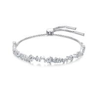 Cubic Zirconia Micro Pave Sterling Silver Bracelet, 925 Sterling Silver, fashion jewelry & micro pave cubic zirconia & for woman Approx 9.05 Inch 