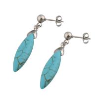 Stainless Steel Drop Earring, 304 Stainless Steel, with turquoise, fashion jewelry & for woman 
