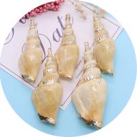 Trumpet Shell Pendant, with Brass, Conch, gold color plated, DIY, Length about 23-32mm,Hight about 64-80mm 