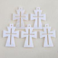 White Shell Pendants, Cross, DIY, white Approx 1.1mm 