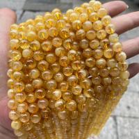 Natural Citrine Beads, Round, polished, DIY  yellow Approx 37 cm 