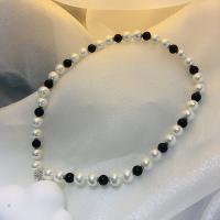 Collier coquillages de mer du Sud, Shell Pearl, avec agate noire, avec 7cm chaînes de rallonge, bijoux de mode & pour femme Environ 35 cm, Vendu par PC