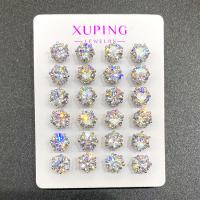 Cubic Zircon (CZ) Stud Earring, Zinc Alloy, silver color plated, fashion jewelry  & micro pave cubic zirconia & for woman 