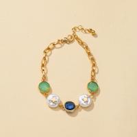 Zinc Alloy Crystal Bracelets, with Crystal & Plastic Pearl, fashion jewelry & for woman, golden Approx 23 cm 