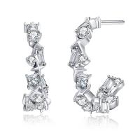 Cubic Zirconia Micro Pave Sterling Silver Earring, 925 Sterling Silver, fashion jewelry & micro pave cubic zirconia & for woman 