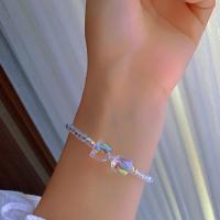 Bracelets de perle de bijou en verre, Des billes de verre, Noeud papillon, pour femme Environ 18 cm, Vendu par PC