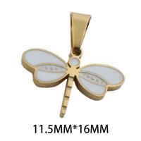 Enamel Stainless Steel Pendant, 304 Stainless Steel, Dragonfly, plated, DIY, golden Approx 3.5*6mm 