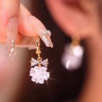 Crystal Drop Earring, with Zinc Alloy, Flower, gold color plated, micro pave cubic zirconia & for woman 