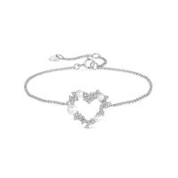 925 Sterling Silver Bracelet, with Shell Pearl, with 1.57inch extender chain, fashion jewelry & micro pave cubic zirconia & for woman Approx 6.29 Inch [