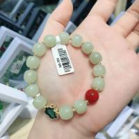 Jade Bracelets, Hetian Jade, with Yunnan Red Agate, polished, for woman, mixed colors, 10mm Approx 18 cm 