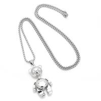 Zinc Alloy Necklace, with 304 Stainless Steel Chain, Bear, plated, fashion jewelry, silver color cm 