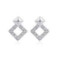 Cubic Zirconia Micro Pave Sterling Silver Earring, 925 Sterling Silver, plated, micro pave cubic zirconia & for woman 8mm 