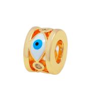 Дурной глаз ювелирные изделия палец кольцо, Латунь, DIY & инкрустированное микро кубического циркония & эмаль, Много цветов для выбора, продается PC