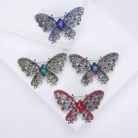 Zinc Alloy Jewelry Brooch, Butterfly, silver color plated, vintage & fashion jewelry & for woman & with rhinestone & hollow 