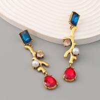 Zinc Alloy Stud Earring, with acrylic rhinestone, Branch, plated, fashion jewelry & for woman, gold 