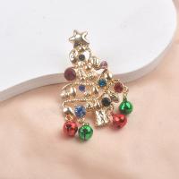 Christmas Jewelry Brooch , Zinc Alloy, Christmas Bell, gold color plated, Christmas Design & for woman & with rhinestone 