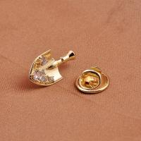 Cubic Zirconia Brooch, Brass, Shovel, gold color plated, micro pave cubic zirconia & for woman 
