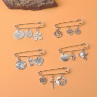Zinc Alloy Jewelry Brooch, Safety Pin, silver color plated & for woman 