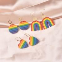 Polymer Clay Drop Earring, with Zinc Alloy, handmade, fashion jewelry & for woman, multi-colored 