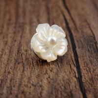 Shell Brooch, with Zinc Alloy, Flower, for woman, white, 14mm 