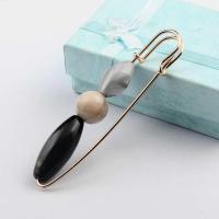 Resin Brooch, Zinc Alloy, with Resin, Safety Pin & for woman, 80mm 