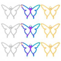 Stainless Steel Animal Pendants, 304 Stainless Steel, Butterfly, Vacuum Ion Plating, DIY & hollow [