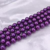Dyed Shell Beads, Round, DIY purple Approx 38 cm 
