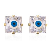 Evil Eye Earrings, Brass, plated, fashion jewelry & micro pave cubic zirconia 