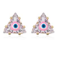 Evil Eye Earrings, Brass, plated, fashion jewelry & micro pave cubic zirconia 