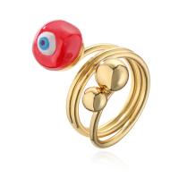 Anillo de dedo de joyería de mal de ojo, metal, ojo de malvado, chapado, esmalte, más colores para la opción, Ring inner diameter:17 ~19mm, Vendido por UD