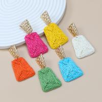 Zinc Alloy Stud Earring, with Rafidah Grass, Trapezium, plated, fashion jewelry & for woman 
