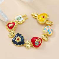 Enamel Zinc Alloy Bracelets, Heart, fashion jewelry & for woman, gold Approx 18.2 cm 