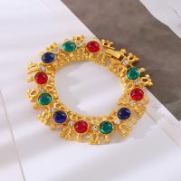 Resin Zinc Alloy Bangle, with Resin, fashion jewelry & for woman & with rhinestone, gold Approx 18 cm [