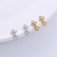 Stainless Steel Cubic Zirconia Stud Earring, 316L Stainless Steel, Four Leaf Clover, plated, micro pave cubic zirconia & for woman 12mm 