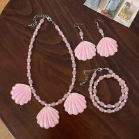 Jewelry Gift Sets, Zinc Alloy, with Acrylic, fashion jewelry & for woman, pink Approx 36 cm, Approx 37 cm 