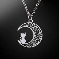 Zinc Alloy Necklace, Moon, silver color plated, fashion jewelry & Unisex & hollow Approx 45 cm 