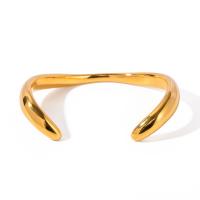 pulsera brazalete de acero inoxidable, acero inoxidable 304, 18K chapado en oro, Joyería & para mujer, dorado, diámetro interior:aproximado 58.2mm, Vendido por UD[