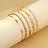 Fashion Zinc Alloy Bracelets, plated, 5 pieces & fashion jewelry & for woman, gold 