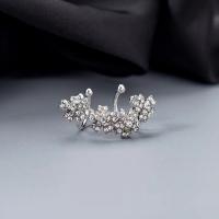 Zinc Alloy Clip Earring, Flower, silver color plated, fashion jewelry & for woman & with rhinestone 