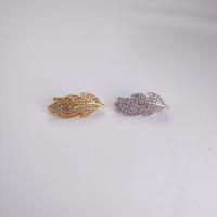 Brass Snap Clasp, Leaf, plated, DIY & micro pave cubic zirconia 
