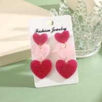 Resin Zinc Alloy Earring, with Zinc Alloy, Heart, fashion jewelry & for woman 