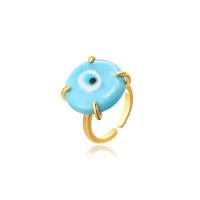 Evil Eye Jewelry Finger Ring, Brass, with Glass, plated, for woman & enamel 