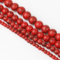 Perles en Turquoise synthétiques, Rond, poli, DIY & normes différentes pour le choix, rouge Environ 38 cm, Vendu par brin[