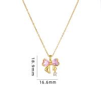 Cubic Zircon Micro Pave Brass Necklace, with 304 Stainless Steel, with 5CM extender chain, Bowknot, plated, micro pave cubic zirconia & for woman Approx 40 cm 